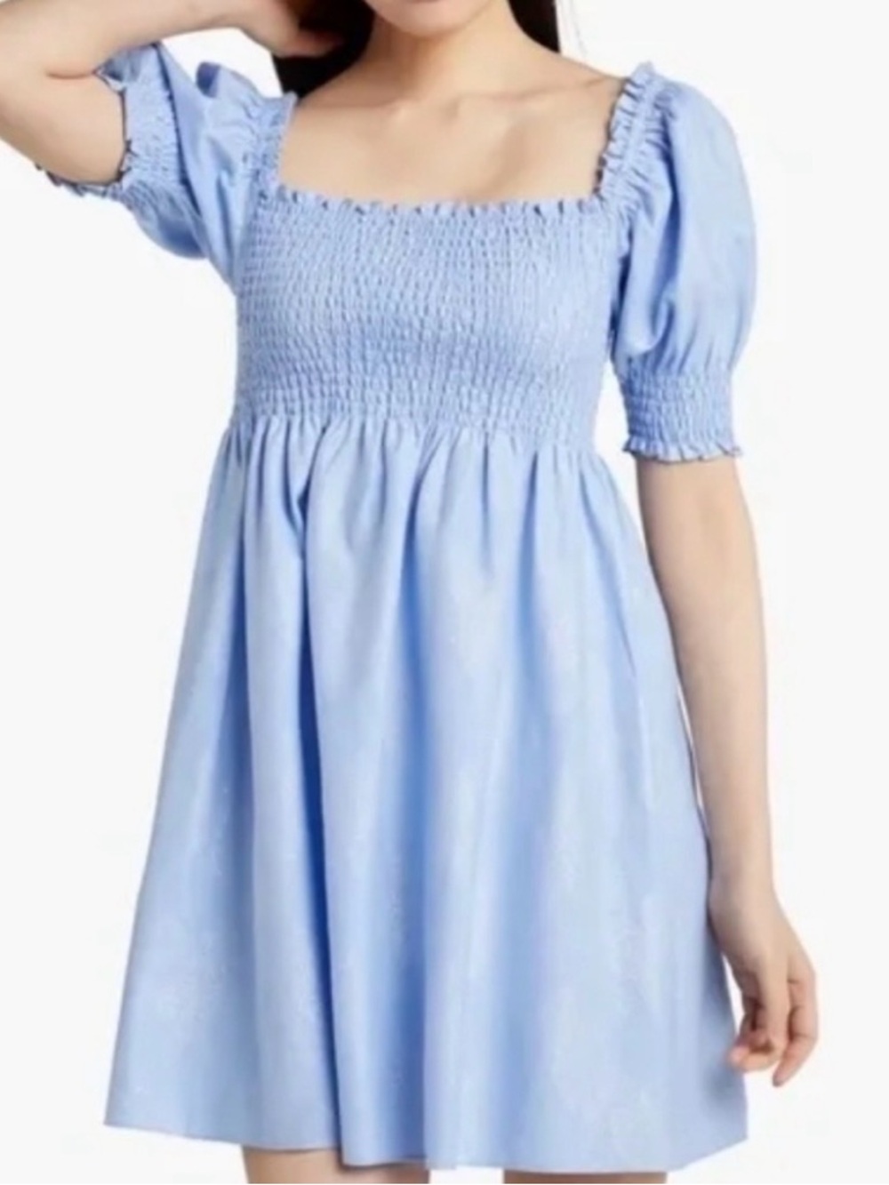 Hill House Home Athena Nap Mini Dress in the Light Blue Glitter Check XL EUC